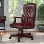 Boss B905-BY Oxblood Caressoft Classic Chair with Mahogany Finish