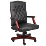 Boss B905-BY Oxblood Caressoft Classic Chair with Mahogany Finish