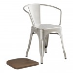 Lancaster Table & Seating Alloy Silver Indoor Arm Chair with Walnut Wood Seat