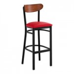 Lancaster Table & Seating Boomerang Black Finish Chair with Red Vinyl Seat and Antique Walnut Wood Back Lancaster Table & Seating Boomerang Black Finish Chair with Red Vinyl Seat and Antique Walnut Wood Back