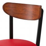Lancaster Table & Seating Boomerang Black Finish Chair with Red Vinyl Seat and Antique Walnut Wood Back Lancaster Table & Seating Boomerang Black Finish Chair with Red Vinyl Seat and Antique Walnut Wood Back