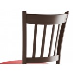 Lancaster Table & Seating Spartan Metal Slat Back Chair with Dark Walnut Wood Grain Finish and Red Vinyl Seat - Detached Seat