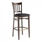 Lancaster Table & Seating Spartan Metal Slat Back Chair with Dark Walnut Wood Grain Finish and Red Vinyl Seat - Detached Seat