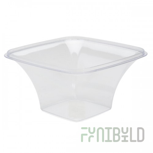 Fineline B07036.CL Platter Pleasers Clear 36 oz. Square Pedestal Bowl - 24/Case