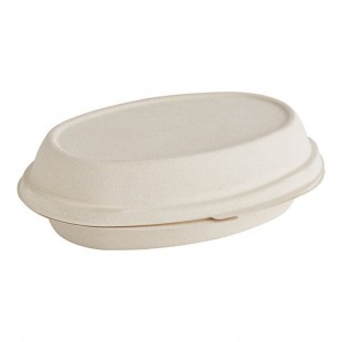 World Centric 32 oz. Compostable Fiber Burrito Bowl Clamshell with Leaf Plus - 250/Case World Centric 32 oz. Compostable Fiber Burrito Bowl Clamshell with Leaf Plus - 250/Case