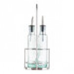 TableCraft Gemelli 8.5 oz. Green Tinted Glass Oil and Vinegar Cruet Set with Chrome Rack - 6/Case TableCraft Gemelli 8.5 oz. Green Tinted Glass Oil and Vinegar Cruet Set with Chrome Rack - 6/Case