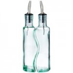 TableCraft Gemelli 8.5 oz. Green Tinted Glass Oil and Vinegar Cruet Set with Chrome Rack - 6/Case TableCraft Gemelli 8.5 oz. Green Tinted Glass Oil and Vinegar Cruet Set with Chrome Rack - 6/Case