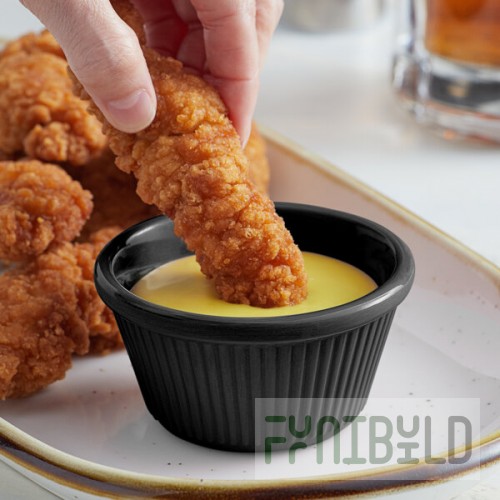 Acopa 4 oz. Black Fluted Melamine Ramekin - 12/Case