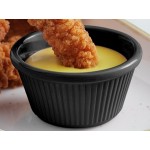 Acopa 4 oz. Black Fluted Melamine Ramekin - 12/Case Acopa 4 oz. Black Fluted Melamine Ramekin - 12/Case
