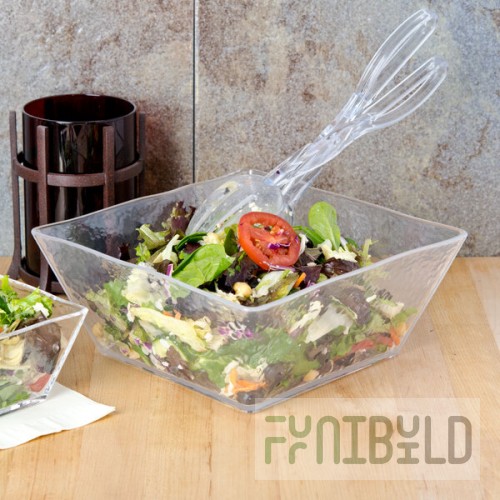 American Metalcraft CRGSQ94 125 oz. Square Clear Rain-Splashed Styrene Bowl