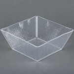 American Metalcraft CRGSQ94 125 oz. Square Clear Rain-Splashed Styrene Bowl American Metalcraft CRGSQ94 125 oz. Square Clear Rain-Splashed Styrene Bowl