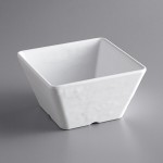 American Metalcraft FSWMEL53 23 oz. White Faux Slate Square Melamine Serving Bowl