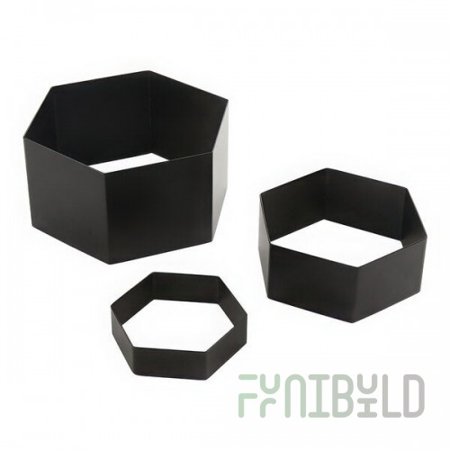 American Metalcraft Geo 3-Piece Hexagon Black Satin Stainless Steel Riser Set