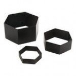 American Metalcraft Geo 3-Piece Hexagon Black Satin Stainless Steel Riser Set