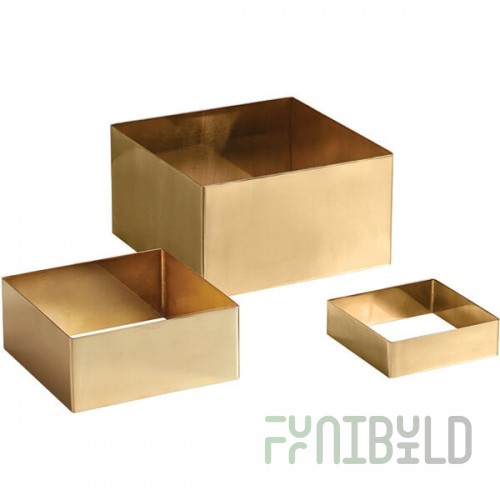 American Metalcraft Geo 3-Piece Square Gold Satin Stainless Steel Riser Set