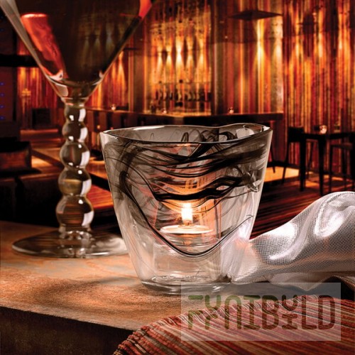 Hollowick 6806BK Wysp Black Glass Votive