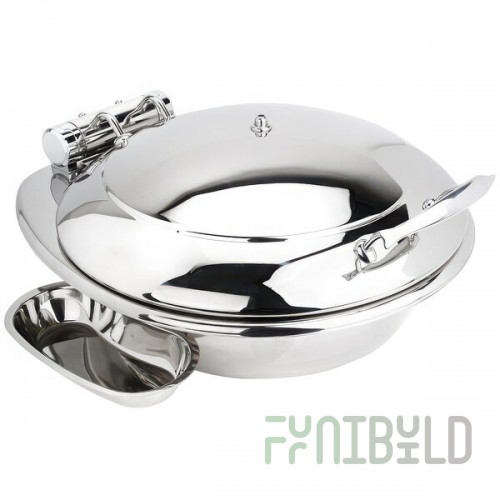 Eastern Tabletop 3939 Crown 4 Qt. Stainless Steel Round Induction Chafer with Hinged Dome Cover