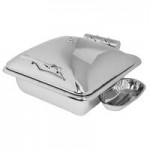 Eastern Tabletop 3939 Crown 4 Qt. Stainless Steel Round Induction Chafer with Hinged Dome Cover