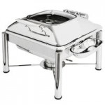 Eastern Tabletop 3939 Crown 4 Qt. Stainless Steel Round Induction Chafer with Hinged Dome Cover