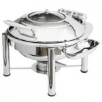 Eastern Tabletop 3939 Crown 4 Qt. Stainless Steel Round Induction Chafer with Hinged Dome Cover