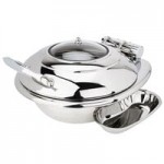 Eastern Tabletop 3939 Crown 4 Qt. Stainless Steel Round Induction Chafer with Hinged Dome Cover