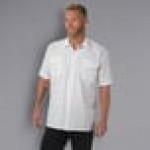 Mercer Culinary M60250BK Metro Edge Unisex White Short Sleeve Brewer / Work Shirt - L Mercer Culinary M60250BK Metro Edge Unisex White Short Sleeve Brewer / Work Shirt - L