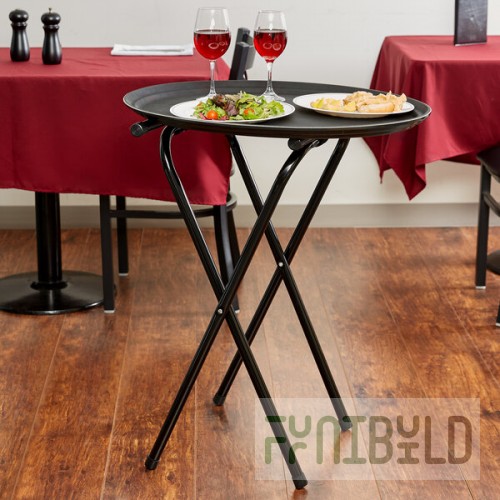 TableCraft 24BK Black-Powder-Coated Metal Tray Stand - 31