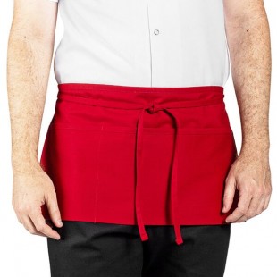 Uncommon Chef 3067 Red Customizable Waist Apron with 3 Pockets - 11