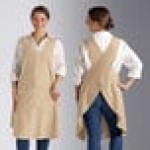 Acopa Ashville Natural Linen Smock Bib Apron with 2 Pockets - Small / Medium