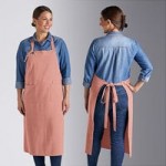 Acopa Ashville Natural Linen Smock Bib Apron with 2 Pockets - Small / Medium