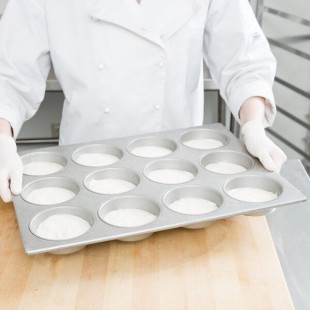 Chicago Metallic 44215 12 Cup 10.5 oz. Glazed Aluminized Steel Mini Cake / Jumbo Muffin Pan - 15 1/2