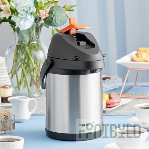Acopa 2.5 Liter Stainless Steel Lined Decaf Airpot with Metal Lever