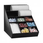 Dispense-Rite Black Polystyrene Countertop Straw, Stir Stick, Condiment, and Napkin Organizer Dispense-Rite Black Polystyrene Countertop Straw, Stir Stick, Condiment, and Napkin Organizer