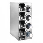 Dispense-Rite Black Polystyrene One-Size-Fits-All 4-Compartment Left Side Countertop Cup Dispenser with Built-In Lid and Straw Organizer SLR-C-4LBT