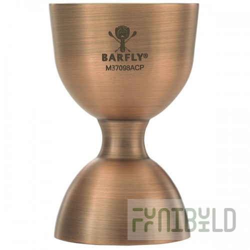 Barfly® M37098ACP 25 mL & 50 mL (0.85 oz. & 1.7 oz.) Antique Copper Heavy-Duty Straight Rim Bell Jigger
