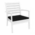 Siesta Artemis XL White Outdoor Club Arm Chair with Black Sunbrella Cushion