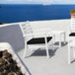 Siesta Artemis XL White Outdoor Club Arm Chair with Black Sunbrella Cushion