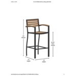 Flash Furniture Lark Natural Faux Teak Slat Stackable Barstool with Arms Flash Furniture Lark Natural Faux Teak Slat Stackable Barstool with Arms