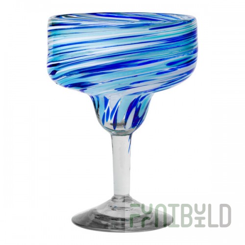 10 Strawberry Street Malibu Blue / White 15 oz. Margarita Glass - 6/Case