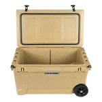CaterGator CG65SPBW Beige 65 Qt. Mobile Rotomolded Outdoor Cooler / Ice Chest