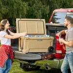 CaterGator CG65SPBW Beige 65 Qt. Mobile Rotomolded Outdoor Cooler / Ice Chest