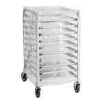 Regency 10 Pan End Load Half Height Bun / Sheet Pan Rack with Cover and 12 Pans - Unassembled Regency 10 Pan End Load Half Height Bun / Sheet Pan Rack with Cover and 12 Pans - Unassembled