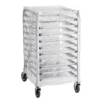 Regency 10 Pan End Load Half Height Bun / Sheet Pan Rack with Cover and 12 Pans - Unassembled Regency 10 Pan End Load Half Height Bun / Sheet Pan Rack with Cover and 12 Pans - Unassembled