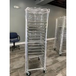 Regency 10 Pan End Load Half Height Bun / Sheet Pan Rack with Cover and 12 Pans - Unassembled Regency 10 Pan End Load Half Height Bun / Sheet Pan Rack with Cover and 12 Pans - Unassembled