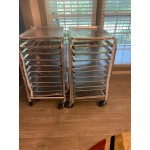 Regency 10 Pan End Load Half Height Bun / Sheet Pan Rack with Cover and 12 Pans - Unassembled Regency 10 Pan End Load Half Height Bun / Sheet Pan Rack with Cover and 12 Pans - Unassembled