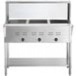 Avantco STE-3SG Three Pan Open Well Electric Steam Table with Undershelf, Overshelf, and Sneeze Guard - 120V, 1500W