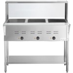 Avantco STE-3SG Three Pan Open Well Electric Steam Table with Undershelf, Overshelf, and Sneeze Guard - 120V, 1500W