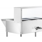 Avantco STE-3SG Three Pan Open Well Electric Steam Table with Undershelf, Overshelf, and Sneeze Guard - 120V, 1500W