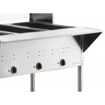 Avantco STE-3SG Three Pan Open Well Electric Steam Table with Undershelf, Overshelf, and Sneeze Guard - 120V, 1500W