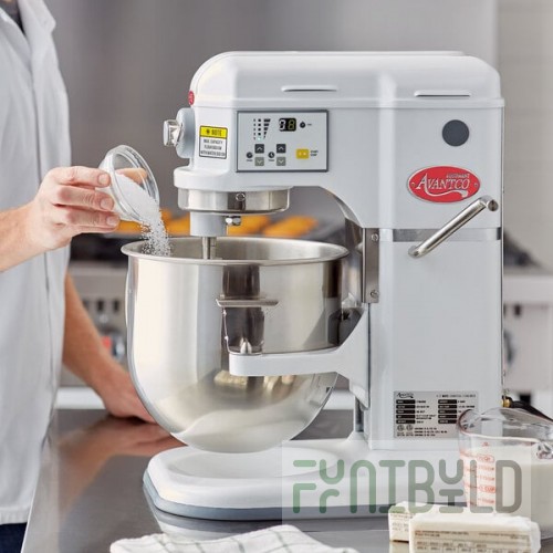 Avantco MIX8WH White 8 Qt. Bowl Lift Countertop Mixer with Standard Accessories - 120V, 4/5 hp